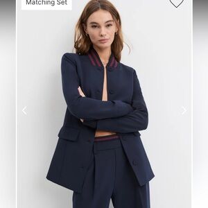 NWT Favorite Daughter The Varsity Blazer Navy/Vino JACKET NEW